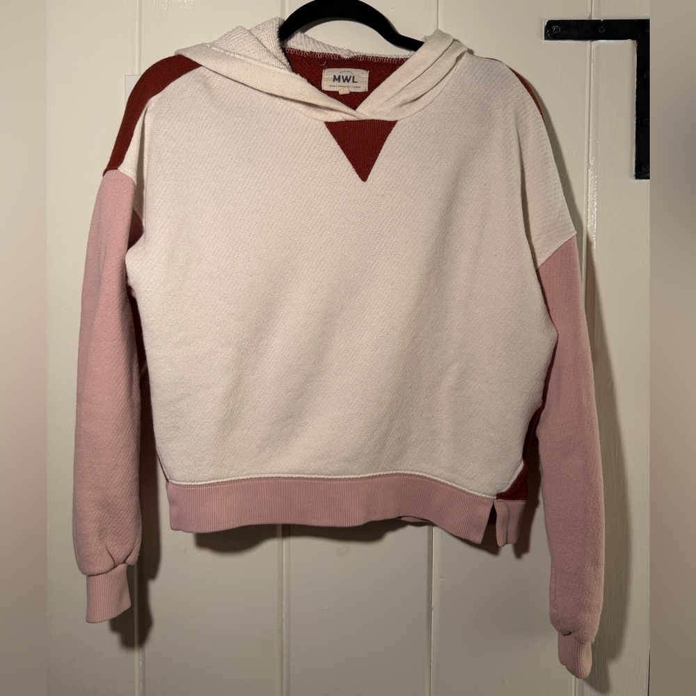 Madewell Women's Tri-Tone Hoodie - White, Pink, and Red
